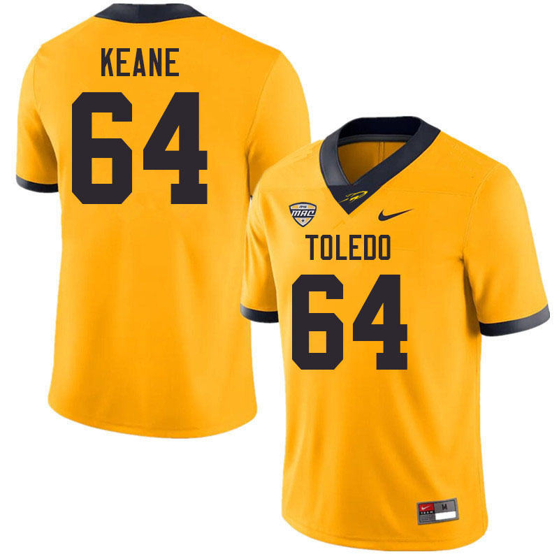Toledo Rockets #64 Brian Keane College Football Jerseys Stitched Sale-Gold